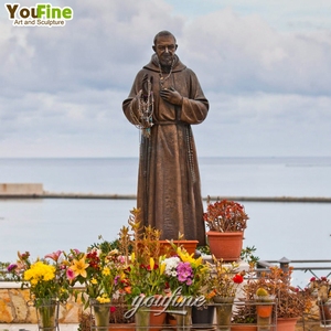 YOUFINE屋外カスタムサイズ宗教教会真鍮銅ブロンズ聖父パドレピオ像 - Product Image 1