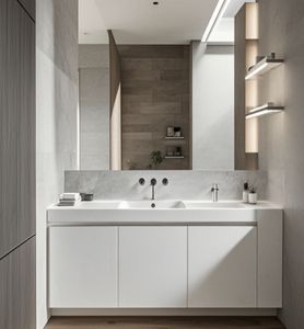 Modern Wood <b>Cabinet</b> Bathroom <b>Wall</b> <b>Mounted</b> Drawers Slate <b>Cabinet</b> Vanity With Sink and Led Mirror Set - Product Image 3