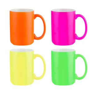 Tasses à café en céramique pour sublimation, finition néon mate, 15 oz (450 ml), rose vif, vierges, personnalisables avec logo, pour impression, idéales pour le voyage - Product Image 1