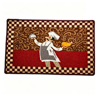 Tapis de cuisine moderne en polyester lavable, motif chef de dessin animé personnalisé en usine, imperméable, antidérapant, avec envers en PVC, résistant à l'huile et à séchage rapide
