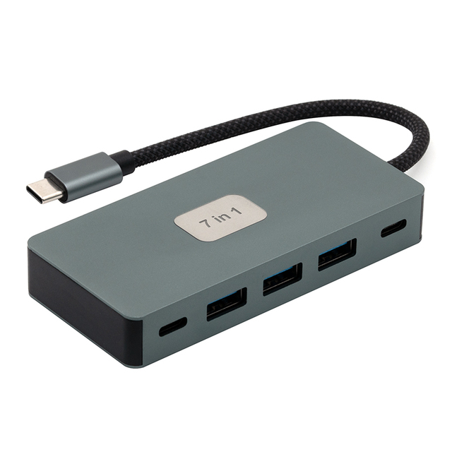 7 in 1 USB3.0 Type-C Hub 4K HDTV PD Power Delivery Charger Video USB-C Dock Multi-Port Adapter Docking Station for Laptop