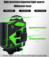 Niveau laser rotatif 360° à 12 niveaux de haute précision, autonivelant, portée 40m, pour intérieur/extérieur, avec trépied, batterie au lithium, faisceau vert industriel 3mm