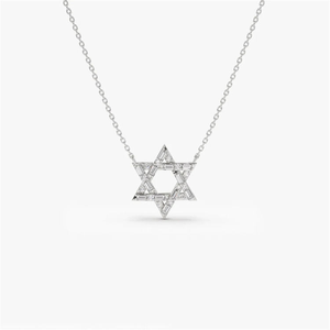 Collar Clásico con Estrella <span class=keywords><strong>de</strong></span> <span class=keywords><strong>David</strong></span> Chapado en Oro <span class=keywords><strong>de</strong></span> 14K con Micron Pavé, Colgante <span class=keywords><strong>de</strong></span> Circonita Cúbica, Joyería <span class=keywords><strong>de</strong></span> Latón para Regalo Unisex - Product Image 3