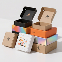 Petites boîtes d'emballage en carton ondulé recyclable noir pour l'envoi de chaussures et de vêtements, avec impression personnalisée