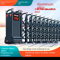 Portes rétractables, portails coulissants, design moderne minimaliste, origine Foshan, acier inoxydable, alliage d'aluminium, commande électrique à distance