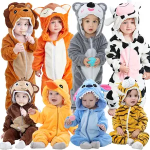 0-36M बच्चे Kawaii Romper लड़का लड़की Kigurumi गेंडा Onesie सर्दियों सूट पशु शेर कॉस्टयूम घर Jumpsuit बच्चे अजीब कपड़े