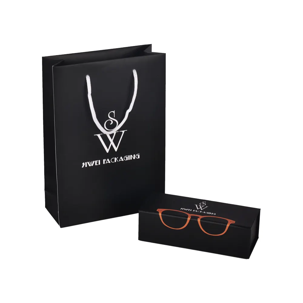 Benutzer definierte Logo gedruckt Luxus schwarz magnetische Brillen Geschenk box Brille Verpackung Sonnenbrille Papier box