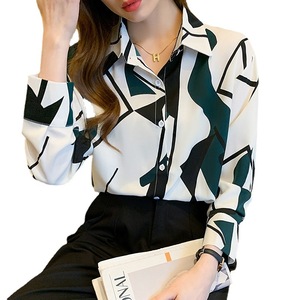Chemisiers pour femmes, chemises de travail pour femmes de bureau, chemises à manches longues à col rabattu, hauts décontractés à la mode, imprimé rayé <span class=keywords><strong>rouge</strong></span>, <span class=keywords><strong>chemise</strong></span> slim pour femmes - Product Image 2