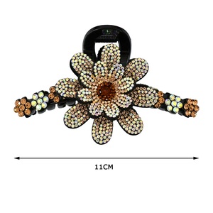Pinza para el pelo de 2 capas para mujer, adornos para el pelo de flores con diamantes de imitación ostentosos, pinzas para el pelo, coleta para La Cabeza trasera - Product Image 2