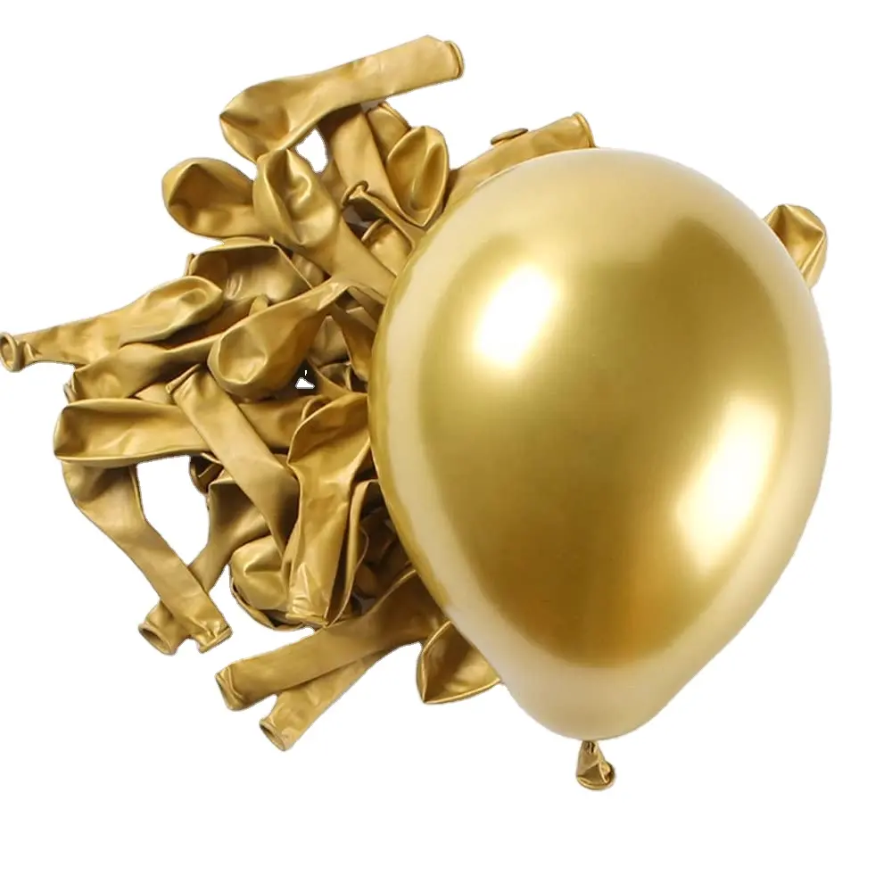 Balões de ouro cromados sólidos de 12 polegadas, globos de metal sólido para decoração de festas de aniversário e casamento, 50 unidades