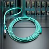 Cordon de raccordement fibre multimode, 15m MPO OM4 Câble de raccordement fibre MTP 12 cœurs Connecteur LC pour réseau IP WiFi domestique Équipement optique FTTH
