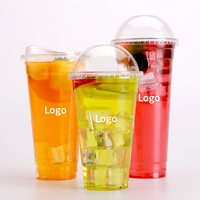 Tasses en plastique jetables à emporter 8oz 9oz 10oz 12oz 20oz 24oz 32oz 16oz de logo transparent d'impression de tasse claire d'ANIMAL FAMILIER potable froide