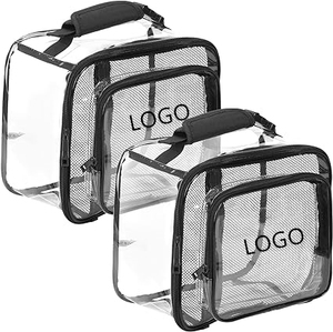 Classic Large Black Clear square Lunch Bags for teenager See Through Plastic Lunch Box with Tote Handle