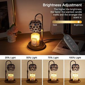 Cross-Border New Style European American Design Flameless Wax-Melting Aromatherapy <strong>Lamp</strong> <strong>Glass</strong> <strong>Shade</strong> Iron Body Timed Table <strong>Lamp</strong> - Product Image 3