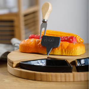 Cute Round Bamboo <strong>Cheese</strong> <strong>Knife</strong> and Cutting Board <strong>Set</strong> <strong>Cheese</strong> Tools - Product Image 5