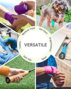 Vendaje Elástico Autoadhesivo de 2 Pulgadas x 5 Yardas, 6 Rollos, Cinta Médica Arcoíris para Botiquín de Primeros Auxilios, Cuidado de Heridas y Deportes - Product Image 6