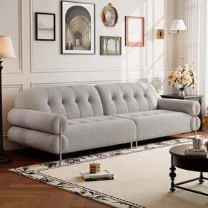 Sofá Estilo Francés Color Crema, Modelo Dark Sugar Cloud, para Espacios Pequeños, Estilo Lujoso, Sofá de Tela con Patas Altas - Product Image 2