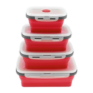 Juego de 4 Recipientes de Silicona para Almuerzo, Plegables, Portátiles, Tipo Bento, Contenedores de Alimentos Plegables de 350/500/800/1200 ml, Ecológicos - Product Image 4