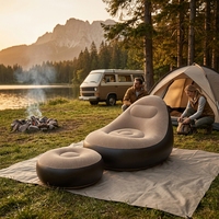 Canapé gonflable moderne avec ottoman, chaise gonflable confortable en tissu floqué pour salon, chambre, camping en plein air, détente