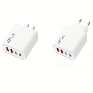 120w Dual Usb and <b>Type</b> <b>c</b> Wall Charger 4 in 1 Fast Charging Phone <b>Adapter</b> Us Eu Plug Mobile Phone Charger - Product Image 1