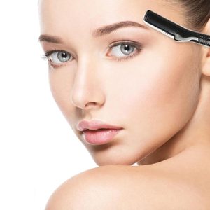 Tondeuse à sourcils multifonctionnelle portable pour femme en acier inoxydable noir, rasoirs pour le visage pour femmes - Product Image 5
