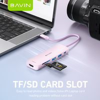 Pabrik BAVIN grosir portabel Hub07 Mini paduan aluminium 6 in 1 Usb multifungsi Hub dengan beberapa konsentrator