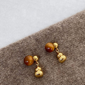 Mini Pendientes de Bola de Dos Tonos, Chapados en Oro de 18K, Acero Inoxidable, para Mujer - Product Image 2