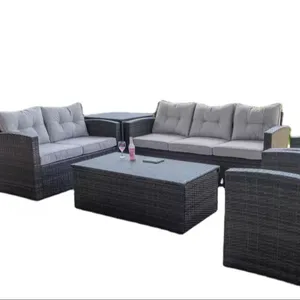 Chất lượng cao ngoài trời sân vườn sân sau Patio mây sofa bộ đồ nội thất <span class=keywords><strong>wicker</strong></span> Bàn Ghế bộ để bán - Product Image 1