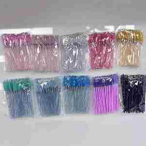 Brosse spirale jetable pour cils, 50 pièces/paquet, avec tige solide en cristal, peigne pour greffe de cils, outil de maquillage beauté - Product Image 2