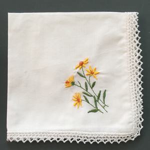 Saku Persegi Putih Katun Bordir Saputangan Saputangan Sapu Tangan Renda Trim - Product Image 2