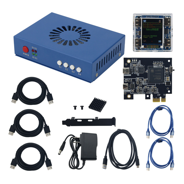 Blue Fifth Generation DMA Video Overlay Box 75T DMA Board KMBOX NET Keyboard Mouse Box Controller Audio Video Connectors