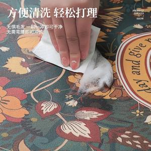 พรมเช็ดเท้ารูปวงรีลายปะติดปะต่อ ดินไดอะตอมเมียซัส กันลื่น สำหรับห้องน้ำ ทางเข้าบ้าน ลายเรขาคณิต ดีไซน์ลายดอกไม้สีเขียวมรกต - Product Image 2