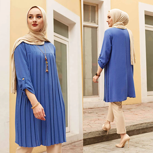 Venta al por Mayor de Abayas de Talla Grande 5XL para Mujeres Musulmanas, Blusas Modestas con Mangas Largas y Pliegues, Camisas Casuales - Product Image 4