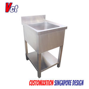 VICTORY Évier de cuisine à une cuve en acier inoxydable avec plinthe 30% de réduction pour hôtels et restaurants - Product Image 3
