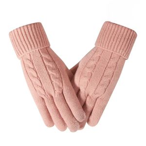 Gants en tricot décontractés pour femmes, doublure en polaire d'hiver, épais, double couche, chauds, écologiques et durables, pour le cyclisme en plein air, résistants au froid - Product Image 1