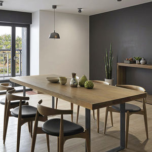 Nordique Rectangulaire Moderne Table À <span class=keywords><strong>Manger</strong></span> Chaise Combinaison Petit Appartement Maison En <span class=keywords><strong>Bois</strong></span> Massif Lumière De Luxe pour Salon - Product Image 4