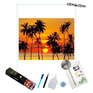 大人と初心者のための風景ダイヤモンドアートペインティングキット、サンセットダイヤモンドドットペインティングキット - Product Image 1