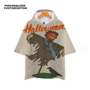 Jumbo In Mới Lạ Halloween Trang Phục Người Đàn Ông Của T-Shirt Vui Halloween Áo Sơ Mi Cho Phụ Nữ Trẻ Em Người Đàn Ông Bí Ngô Ma T-Shirt