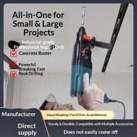 Marteau électrique multifonction 3-en-1 : Perforateur, burineur et marteau-piqueur pour béton, avec fonctions avant/arrière, prise européenne, alimentation CA 220V