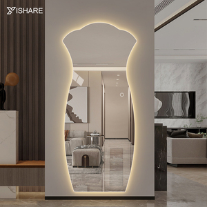 Moderne Kunst geformte in voller Länge LED Dressing Wand spiegel Wave Design Glas material für Schlafzimmer Eitelkeit für Home Hotel Dekorativ