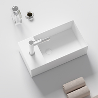 Lavabo en céramique blanc de style moderne, fabricant de céramique, lavabo de table en porcelaine, forme carrée, lavabo de salle de bain