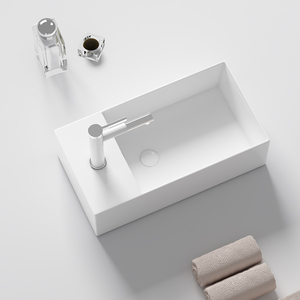 Lavabo en céramique blanc de style moderne, fabricant de céramique, lavabo de table en porcelaine, forme carrée, lavabo de salle de bain - Product Image 3