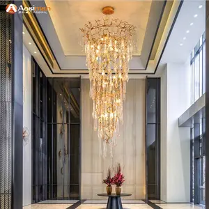 Chandelier Hotel Modern Led Pendant Light Gold Living Room Decorative Luxury Restaurant Chandeliers Glass Branch Crystal Chandelier