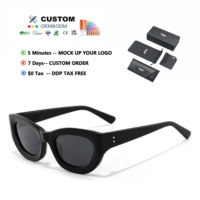 Lunettes de soleil œil-de-chat ovales épaisses rétro tendance, protection UV400, minimalistes, en acétate acrylique de haute qualité 2026 pour femmes