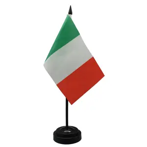 Customized Italy desk flag national stand flag pattern with stainless steel table flag pole Polyester decoration