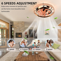 Haute Qualité Résidence Étude Chambre Salon DC Moteur Rotin Cagé E27 Led Ventilateur De Plafond Lumière avec Télécommande