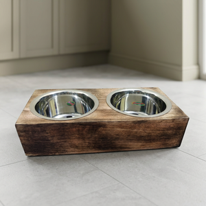 Comederos Dobles Elevados de Madera para Mascotas, Comederos de Acero Inoxidable para Perros y Gatos, Juego de Platos para Comida y Agua - Product Image 3