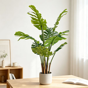 Plante artificielle Monstera en pot de 80 cm (31,5 po) au toucher réel pour la décoration de la maison, du bureau et de l'hôtel – Plante réaliste imitation Swiss Cheese - Product Image 1