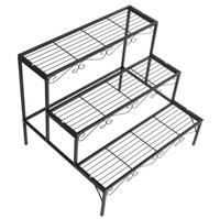 Support à plantes en métal à 3 niveaux, style escalier, pots et jardinières, étagère de jardin pour grand pot de fleurs, présentoir intérieur/extérieur