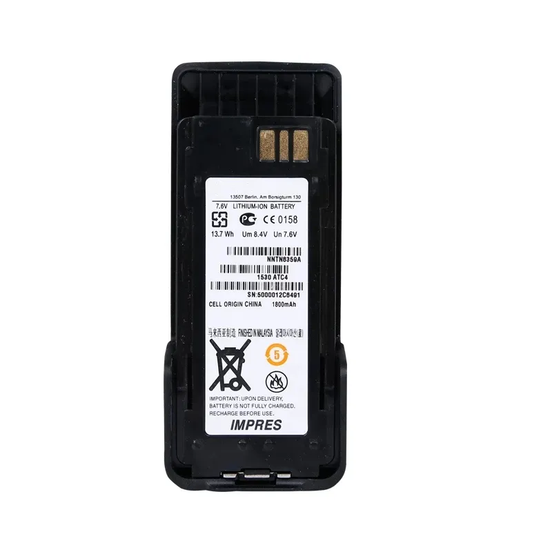 Li-Ion Batterij Pack & Clip NNTN8359A 2075Mah 15.8Wh Voor Motorola Impres Xir P8668EX P8608EX Radio Explosieveilige Voeding